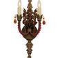 Meyda Lighting Grosetto 9" 2-Light Cortez Gold Wall Sconce With Red And Amber Crystal Shade