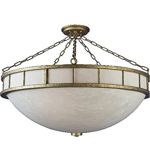Meyda Lighting Guenevere 42" 8-Light Gold Semi-flush Mount Ceiling Light With White Shade Glass