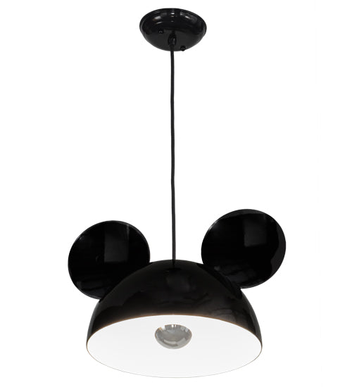Meyda Lighting Guess Who 16" Mirror Black Pendant Light With Glossy White Shade