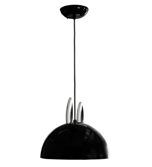 Meyda Lighting Guess Who 16" Mirror Black Pendant Light With Glossy White Shade