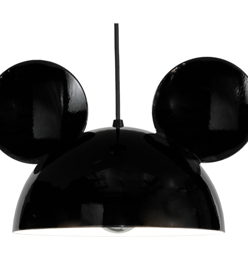Meyda Lighting Guess Who 16" Mirror Black Pendant Light With Glossy White Shade