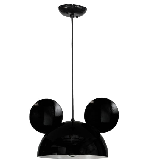 Meyda Lighting Guess Who 16" Mirror Black Pendant Light With Glossy White Shade
