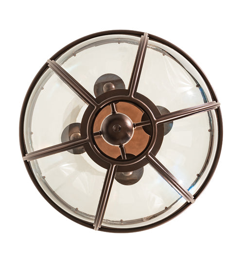 Meyda Lighting Guilloche 21" 4-Light Mahogany Bronze & Gold Matte Pendant Light With Clear Shade Glass