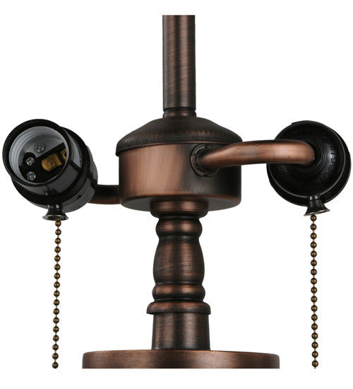 Meyda Lighting Guirnalda 27" 2-Light Mahogany Bronze Table Lamp With Green and Beige Shade Glass