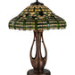 Meyda Lighting Guirnalda 27" 2-Light Mahogany Bronze Table Lamp With Green and Beige Shade Glass