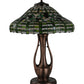 Meyda Lighting Guirnalda 27" 2-Light Mahogany Bronze Table Lamp With Green and Beige Shade Glass