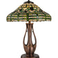 Meyda Lighting Guirnalda 27" 2-Light Mahogany Bronze Table Lamp With Green and Beige Shade Glass