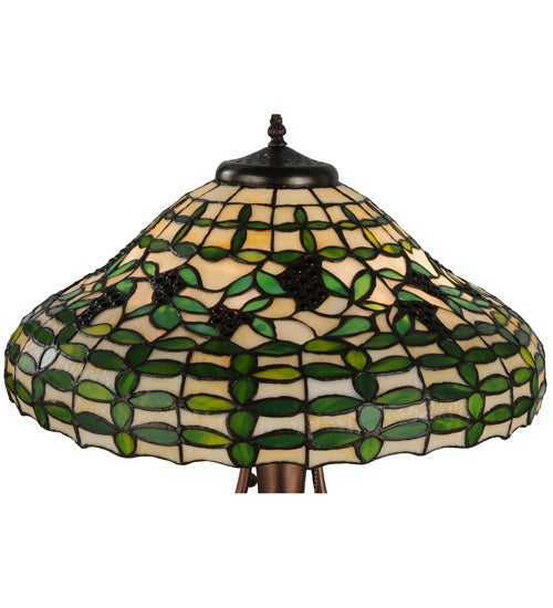 Meyda Lighting Guirnalda 27" 2-Light Mahogany Bronze Table Lamp With Green and Beige Shade Glass