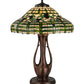 Meyda Lighting Guirnalda 27" 2-Light Mahogany Bronze Table Lamp With Green and Beige Shade Glass