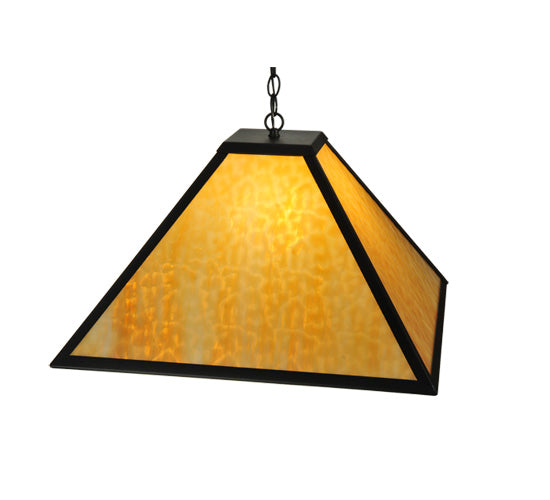 Meyda Lighting Gustav Mission 34" Textured Black Pendant Light With Beige Shade Glass