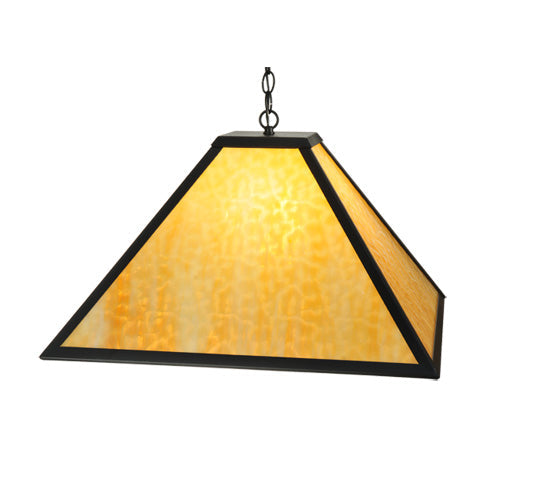 Meyda Lighting Gustav Mission 34" Textured Black Pendant Light With Beige Shade Glass