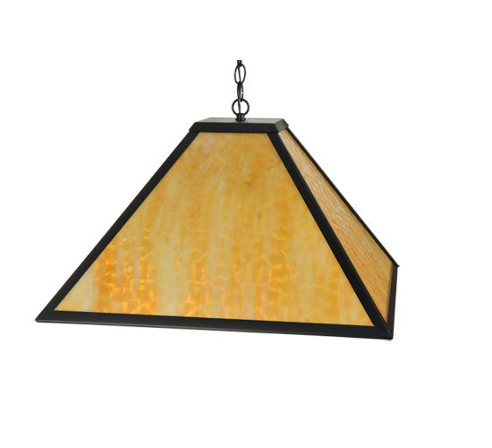 Meyda Lighting Gustav Mission 34" Textured Black Pendant Light With Beige Shade Glass