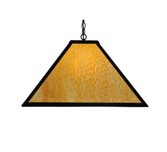 Meyda Lighting Gustav Mission 34" Textured Black Pendant Light With Beige Shade Glass