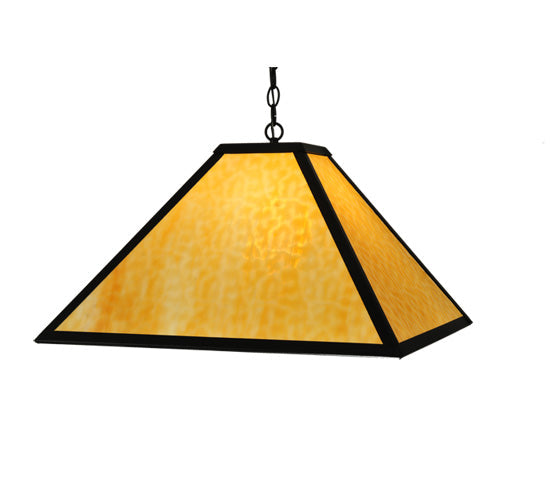 Meyda Lighting Gustav Mission 34" Textured Black Pendant Light With Beige Shade Glass