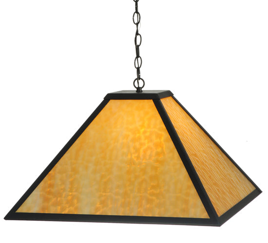 Meyda Lighting Gustav Mission 34" Textured Black Pendant Light With Beige Shade Glass