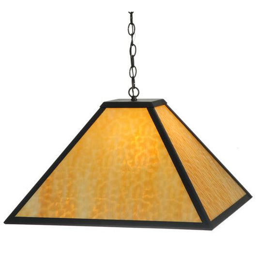 Meyda Lighting Gustav Mission 34" Textured Black Pendant Light With Beige Shade Glass