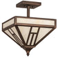 Meyda Lighting "H Mission 19" 4-Light Mahogany Bronze Flush Mount Light With Creme Carrare Idalight Shade