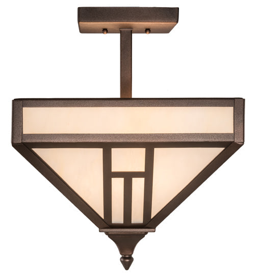 Meyda Lighting "H Mission 19" 4-Light Mahogany Bronze Flush Mount Light With Creme Carrare Idalight Shade