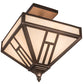Meyda Lighting "H Mission 19" 4-Light Mahogany Bronze Flush Mount Light With Creme Carrare Idalight Shade
