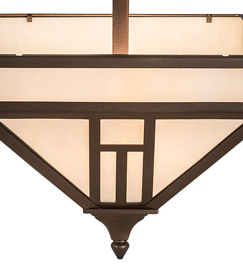 Meyda Lighting "H Mission 19" 4-Light Mahogany Bronze Flush Mount Light With Creme Carrare Idalight Shade