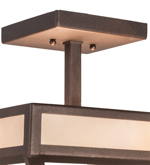 Meyda Lighting "H Mission 19" 4-Light Mahogany Bronze Flush Mount Light With Creme Carrare Idalight Shade