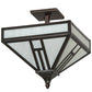 Meyda Lighting "H Mission" 19" 4-Light Oil Rubbed Bronze Flush Mount Light With White Art Shade Glass
