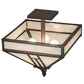 Meyda Lighting "H Mission" 19" 4-Light Oil Rubbed Bronze Flush Mount Light With White Art Shade Glass