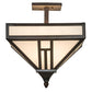 Meyda Lighting "H Mission" 19" 4-Light Oil Rubbed Bronze Flush Mount Light With White Art Shade Glass
