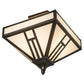 Meyda Lighting "H Mission" 19" 4-Light Oil Rubbed Bronze Flush Mount Light With White Art Shade Glass