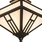 Meyda Lighting "H Mission" 19" 4-Light Oil Rubbed Bronze Flush Mount Light With White Art Shade Glass