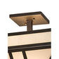 Meyda Lighting "H Mission" 19" 4-Light Oil Rubbed Bronze Flush Mount Light With White Art Shade Glass