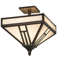 Meyda Lighting "H Mission" 19" 4-Light Oil Rubbed Bronze Flush Mount Light With White Art Shade Glass