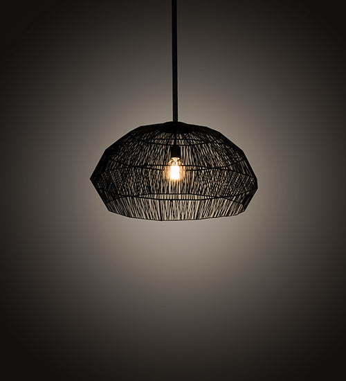 Meyda Lighting Hacienda 29" Textured Black Pendant Light With Blackened Wicker Shade