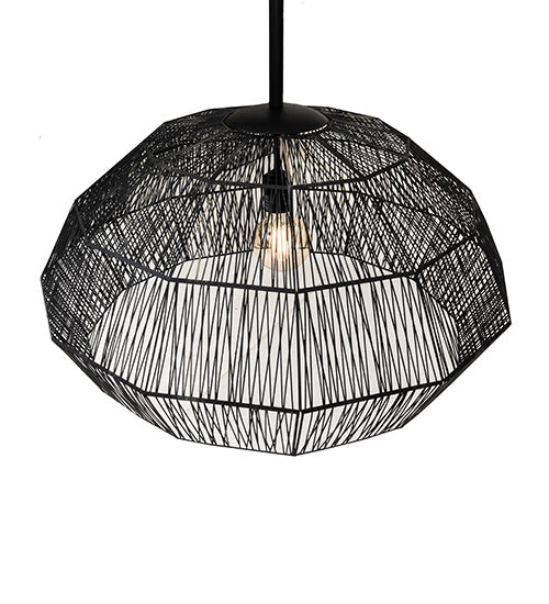 Meyda Lighting Hacienda 29" Textured Black Pendant Light With Blackened Wicker Shade