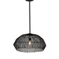 Meyda Lighting Hacienda 29" Textured Black Pendant Light With Blackened Wicker Shade