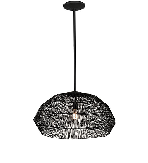 Meyda Lighting Hacienda 29" Textured Black Pendant Light With Blackened Wicker Shade