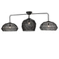 Meyda Lighting Hacienda 96" 4-Light Textured Black Chandelier With Blackened Wicker Shade
