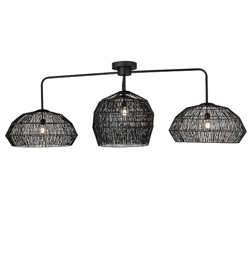 Meyda Lighting Hacienda 96" 4-Light Textured Black Chandelier With Blackened Wicker Shade