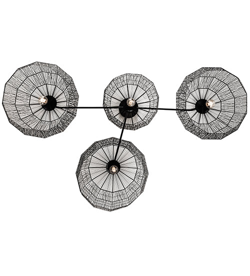 Meyda Lighting Hacienda 96" 4-Light Textured Black Chandelier With Blackened Wicker Shade