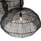 Meyda Lighting Hacienda 96" 4-Light Textured Black Chandelier With Blackened Wicker Shade