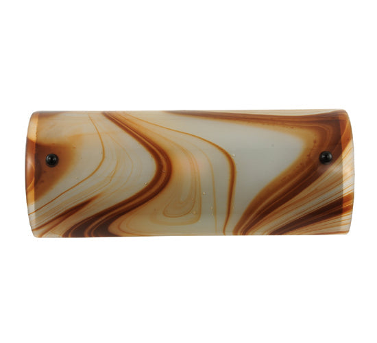 Meyda Lighting Half Cylinder 18" 2-Light Craftsman Brown Wall Sconce With Cognac Swirl Shade Glass