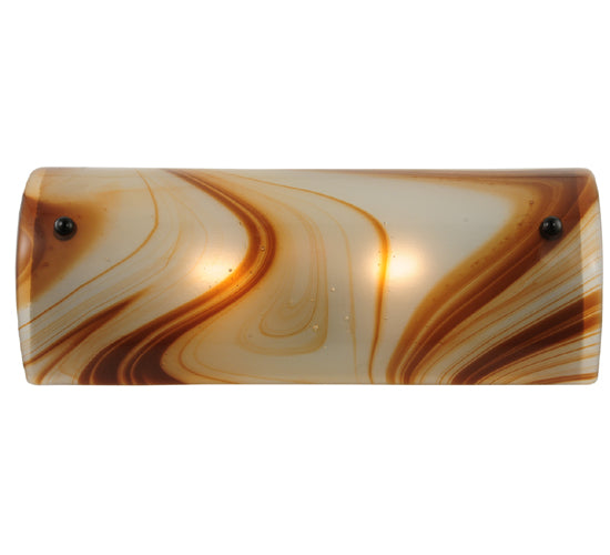 Meyda Lighting Half Cylinder 18" 2-Light Craftsman Brown Wall Sconce With Cognac Swirl Shade Glass