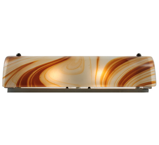 Meyda Lighting Half Cylinder 18" 2-Light Craftsman Brown Wall Sconce With Cognac Swirl Shade Glass
