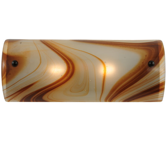 Meyda Lighting Half Cylinder 18" 2-Light Craftsman Brown Wall Sconce With Cognac Swirl Shade Glass