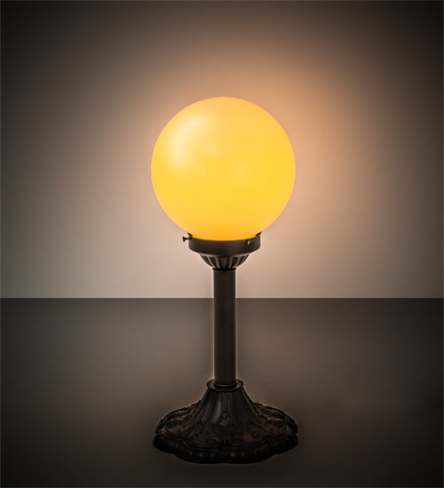 Meyda Lighting Halloween 20" Textured Black Table Lamp With White Glass Orb Shade Glass
