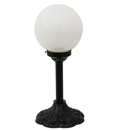 Meyda Lighting Halloween 20" Textured Black Table Lamp With White Glass Orb Shade Glass