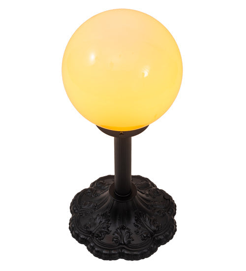 Meyda Lighting Halloween 20" Textured Black Table Lamp With White Glass Orb Shade Glass