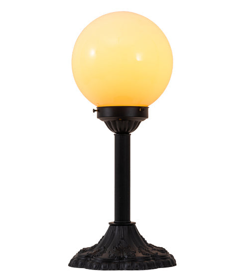 Meyda Lighting Halloween 20" Textured Black Table Lamp With White Glass Orb Shade Glass