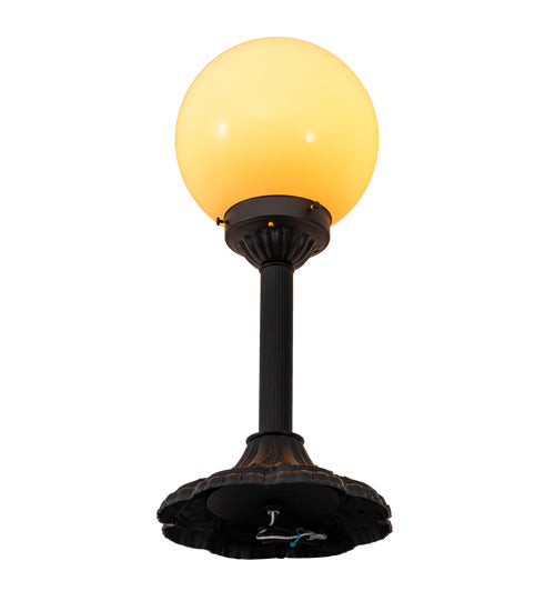 Meyda Lighting Halloween 20" Textured Black Table Lamp With White Glass Orb Shade Glass