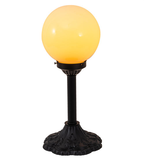 Meyda Lighting Halloween 20" Textured Black Table Lamp With White Glass Orb Shade Glass